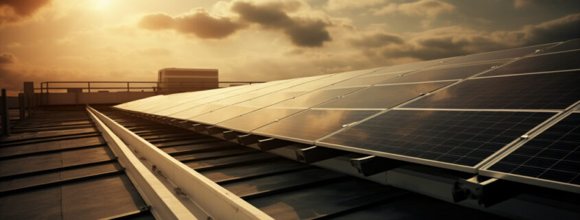 A solar panel system taking in direct sunlight and converting it into clean energy.