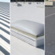 A side by side image showing a metal roof, a PVC roof and an EPDM roof.