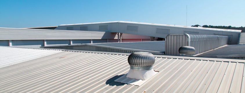 A newly installed commercial metal roof.
