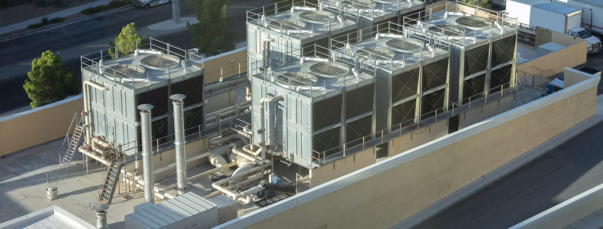 Commercial roofing with a rooftop HVAC system