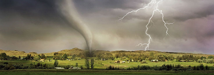 Extreme Weather with tornado and lightning.
